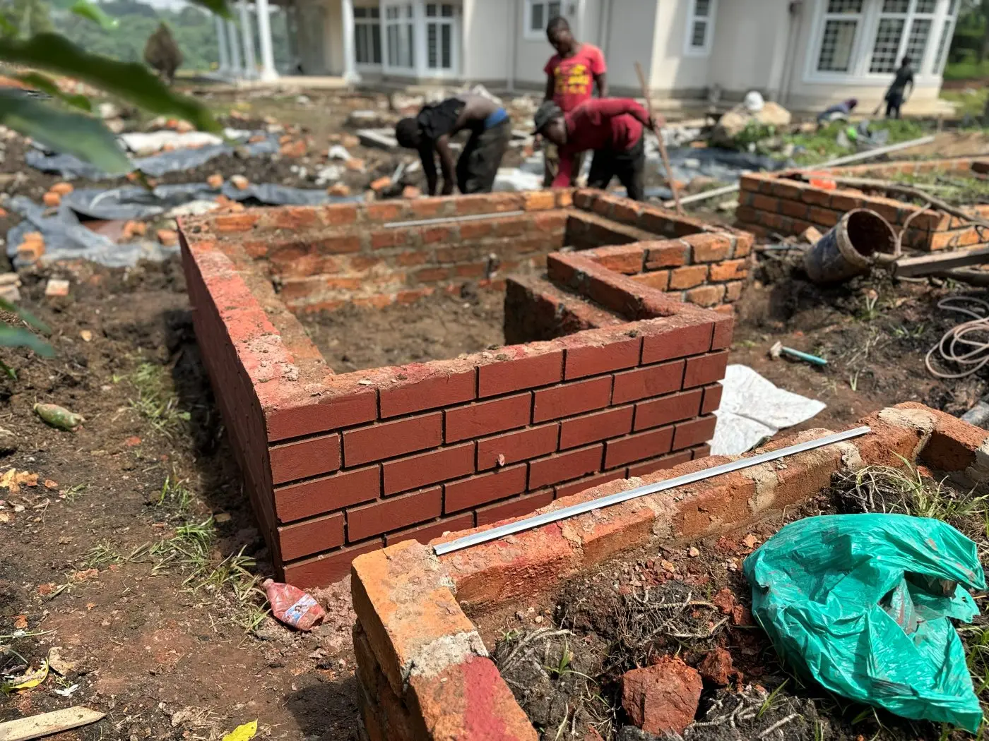 Brick planters under construction, Luxury residence on the Nile, Njeru, Buikwe District