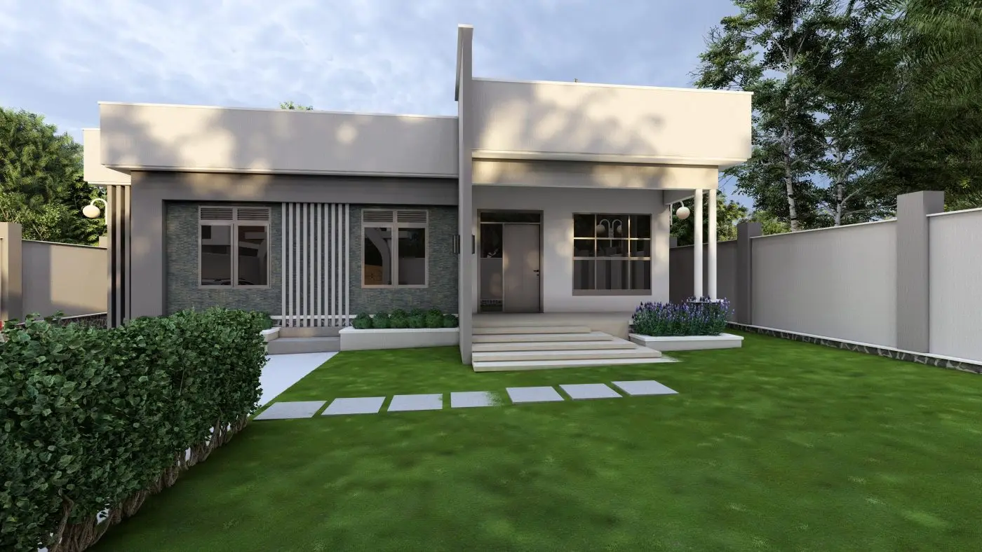 Modern family bungalow, Nakabango, Jinja: 3d design