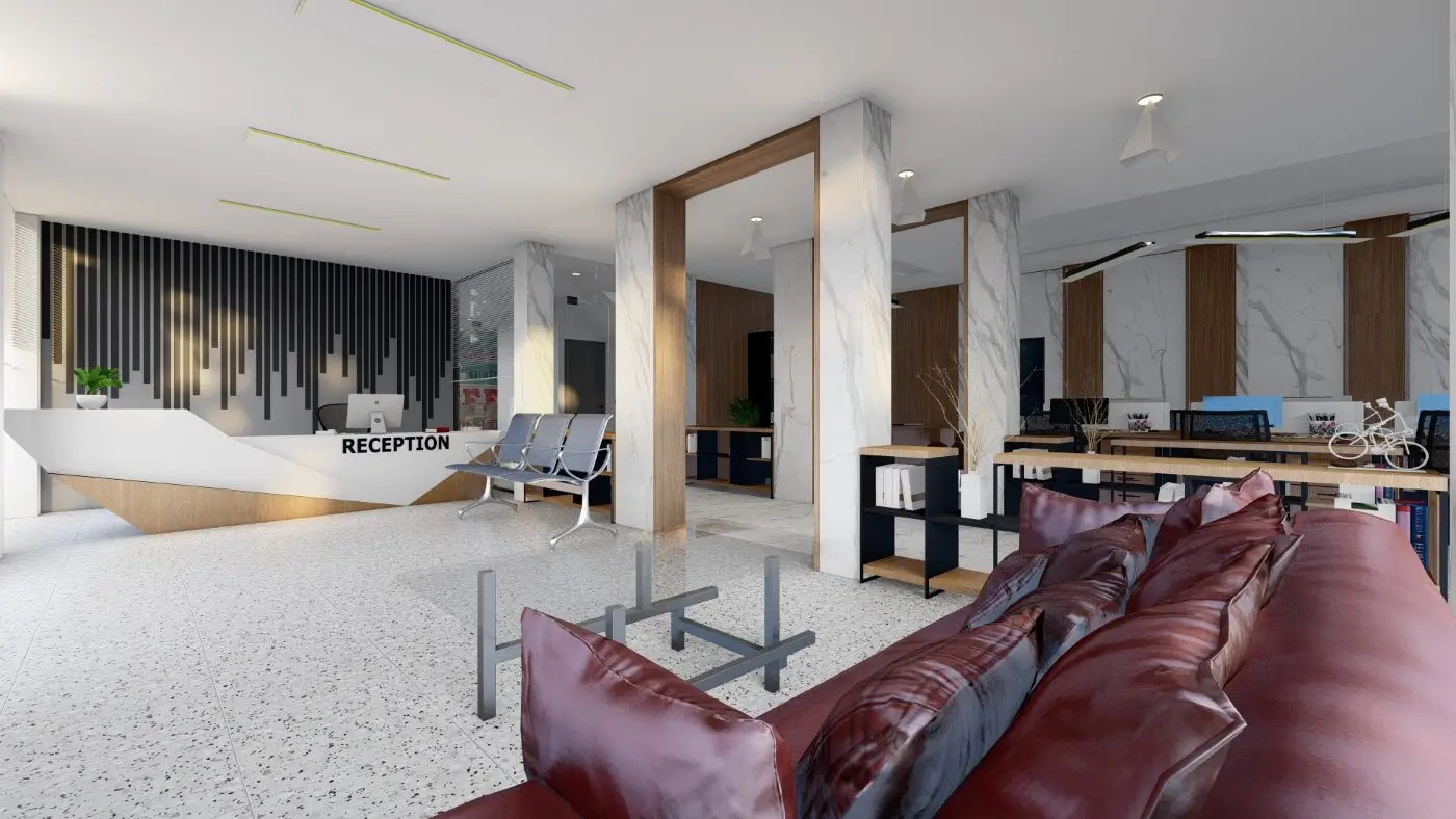 Reception interior, Falcon International School master plan, Mayuge District