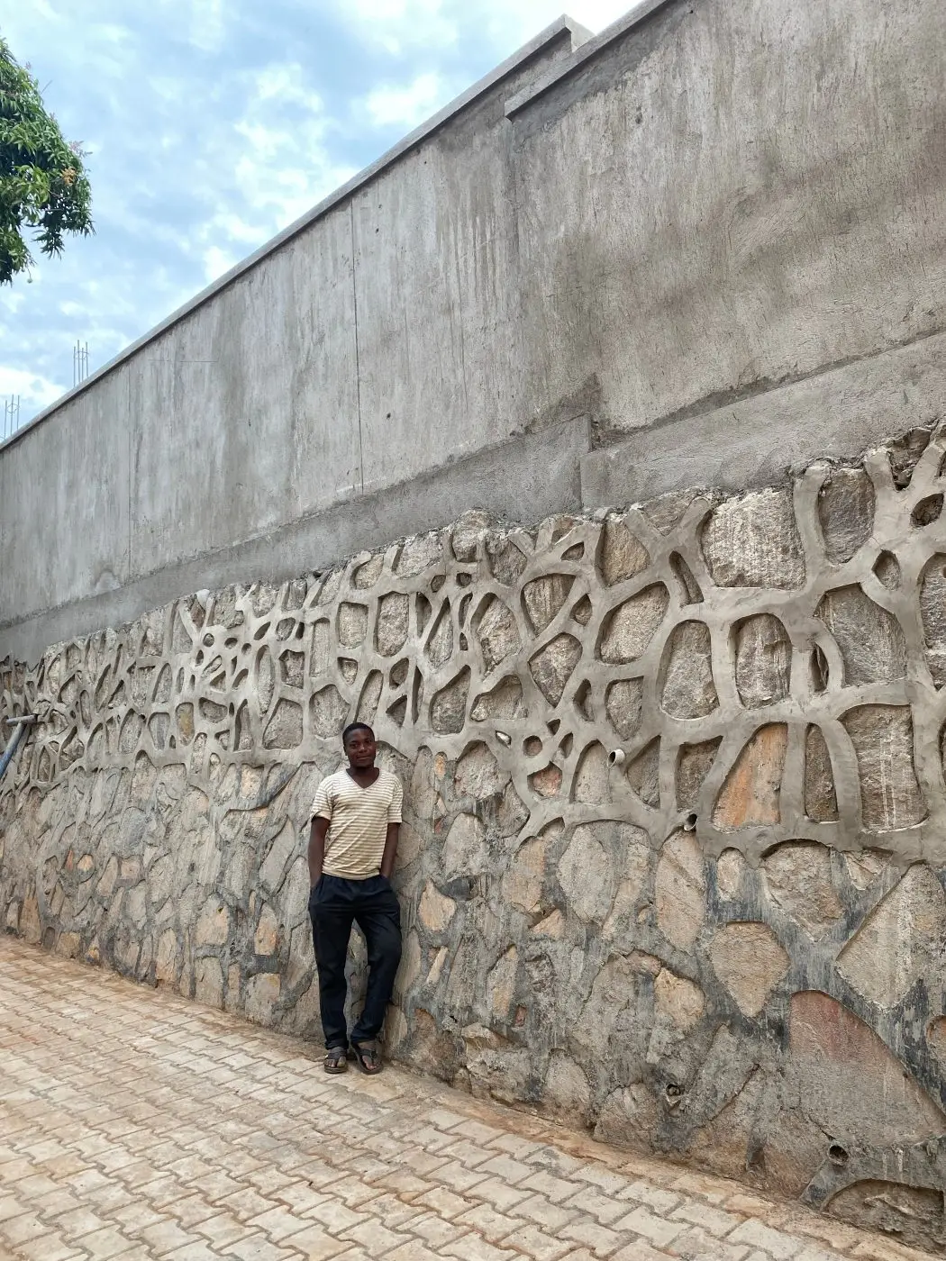 Stone feature wall, Two-storey residence, Buziga-Munyonyo, Kampala